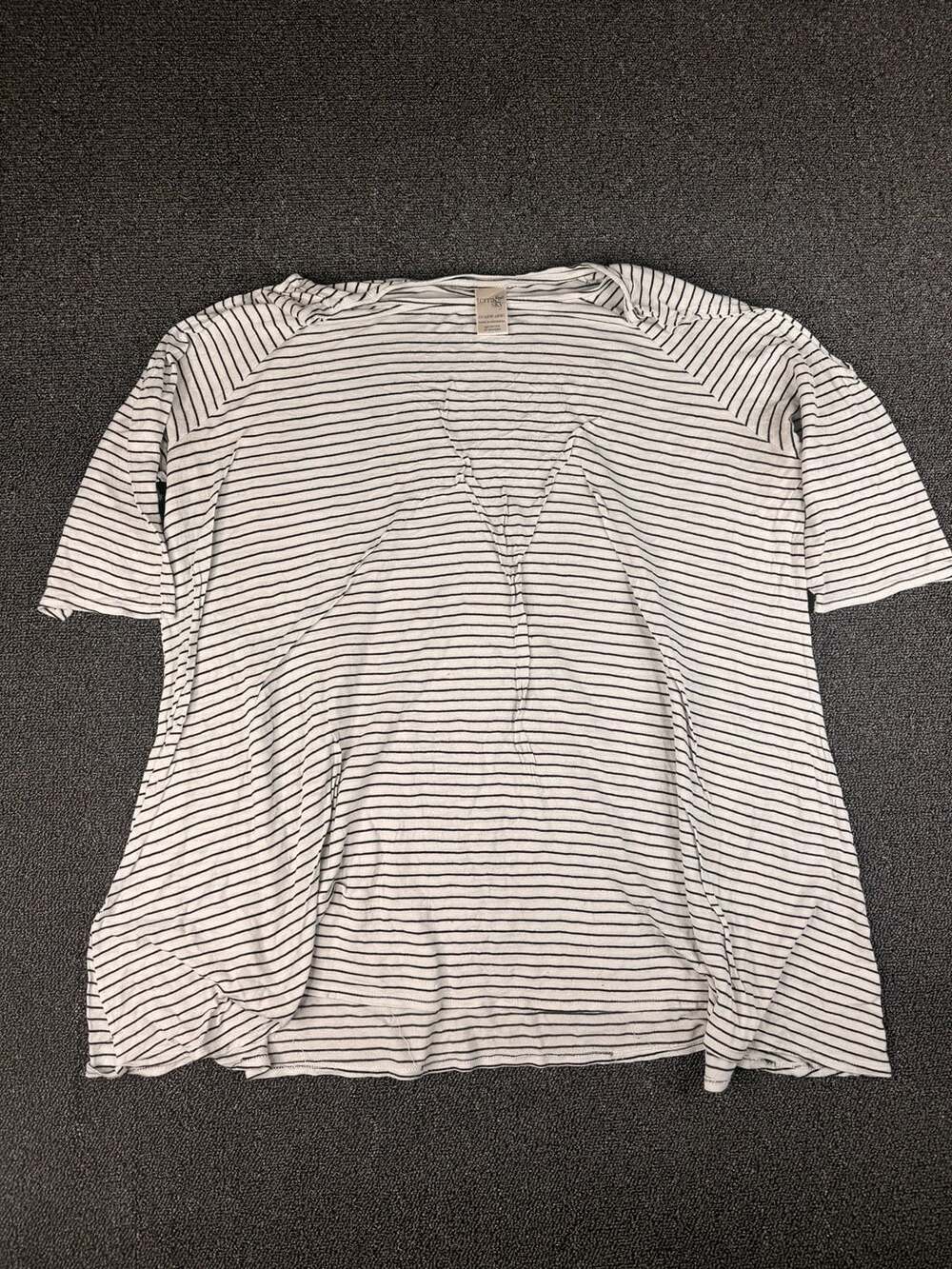 Terra & Sky T-Shirt Size 1X 16W-18W Black White Striped Rayon Spandex